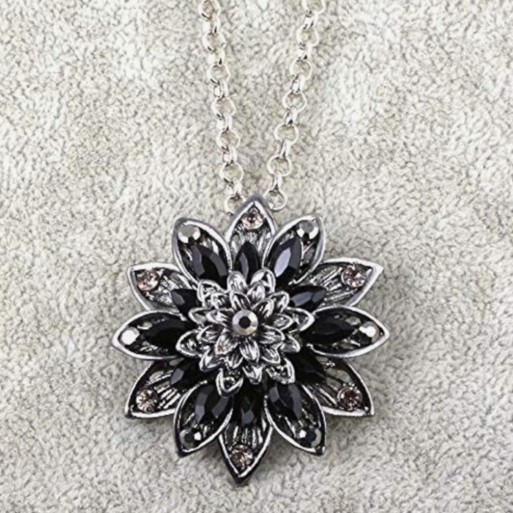 - Black Dalia Pendant Necklace NWT